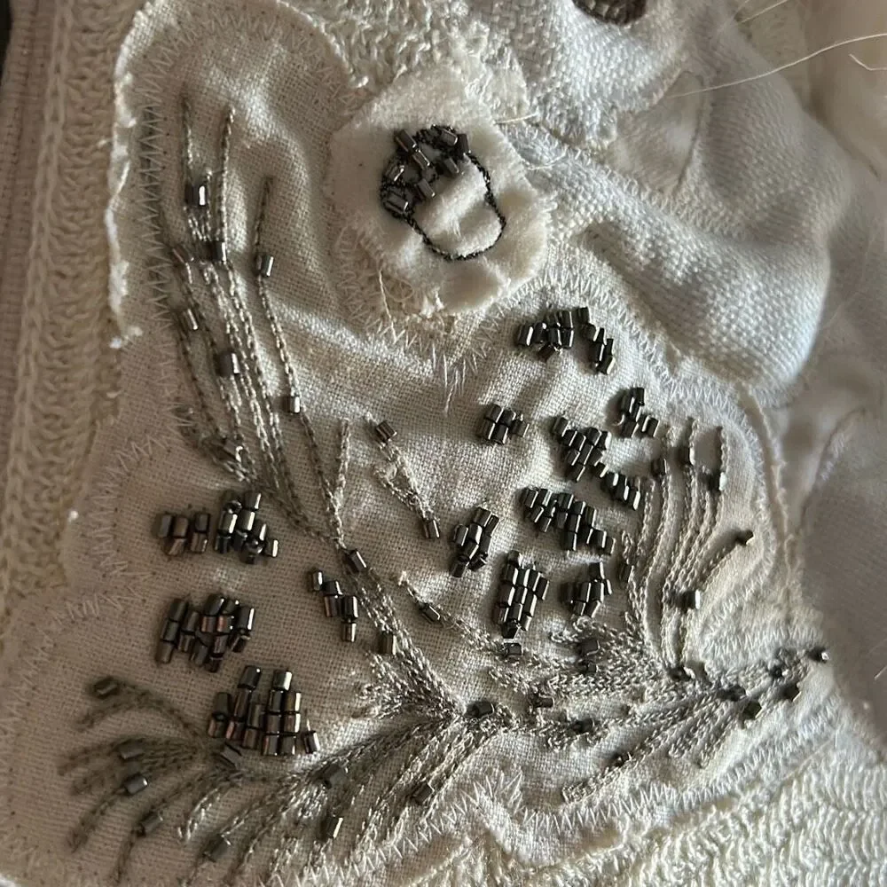 Pottery barn Woodland White Squirrel Christmas Stocking Sequins Faux Fur